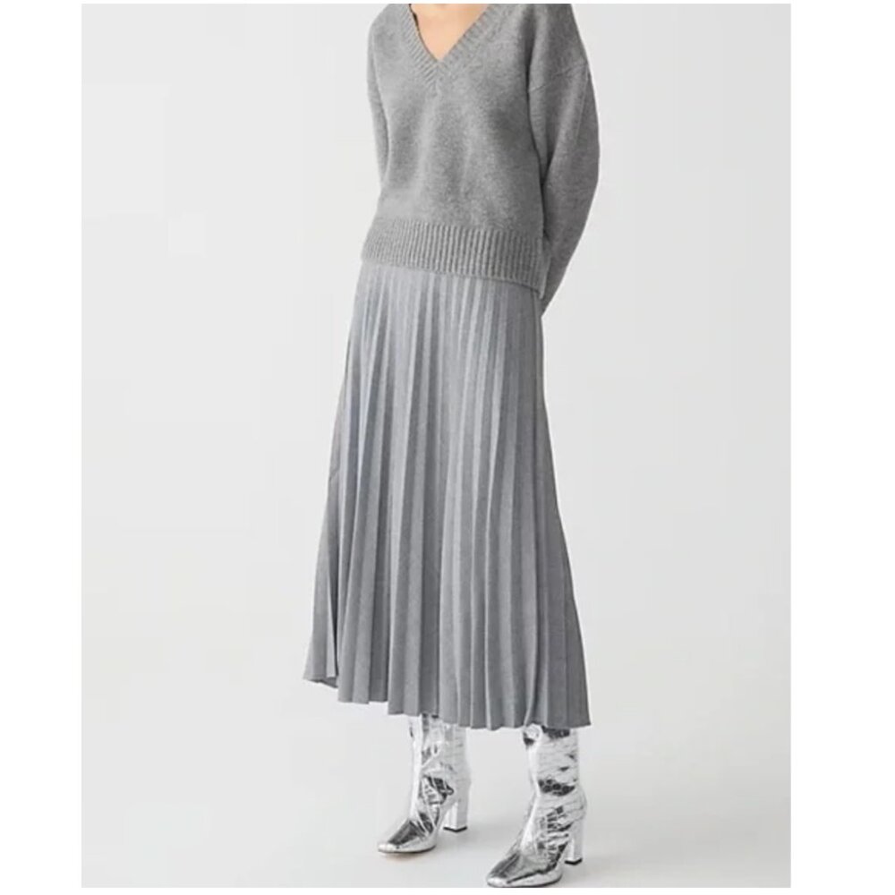 J. Crew Pleated Pull-on Midi Skirt in Wool Blend
